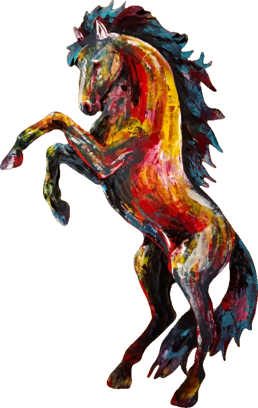 Tableau cheval original à l'acrylique au couteau, cheval cabré en posture regale, pièce unique par Camille, Totem Sauvage